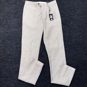 Men's Beige Checked Dress Pants